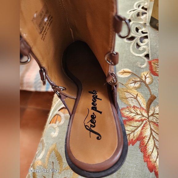NWOT Free People Brown Lace-Up Boots with Silver Accents - Picture 3 of 11